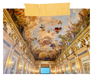 A beautifully painted ceiling in one of the palaces I visited.