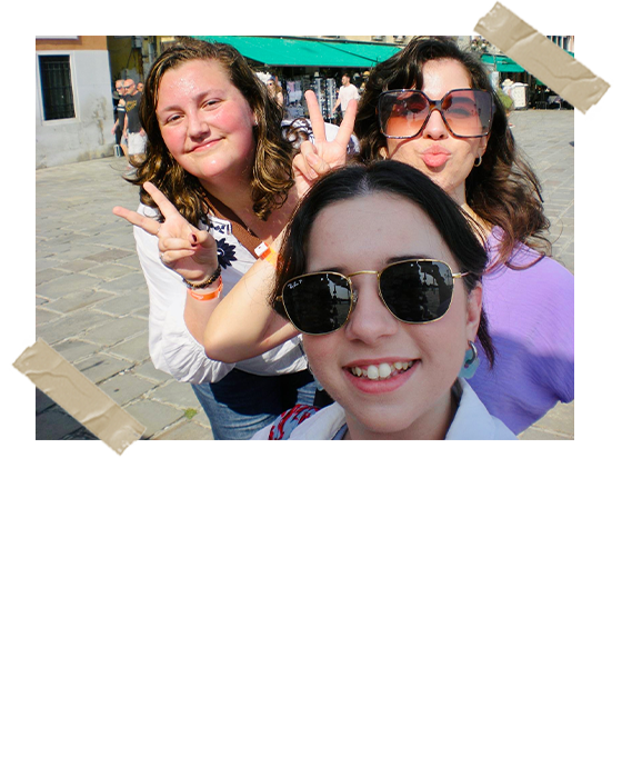A photo of me with my friends Mika and Liz after a very long day in Venice.